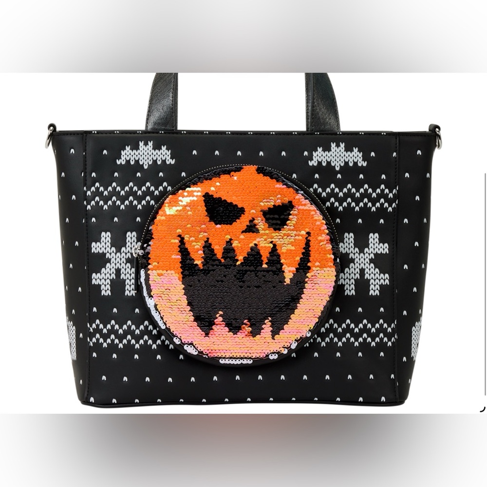 🎃🖤Nightmare Before Christmas Reversible Sequins Tote Crossbody Bag & Coin Bag